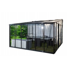 Serre jardin d'hiver en verre trempé 4 mm - Sekurit 11,8 m² + Base - Anthracite
